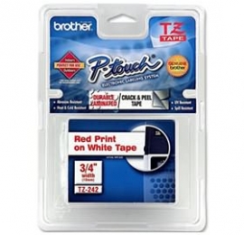Brother Tze242 18mm Red On White Tz Tape