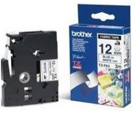 Brother Tzefa3 12mm Blue On White Fabric Tz Tape