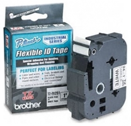 Brother Tzefx251 24mm Black On White Flexible Tz Tape