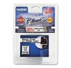 Brother Tzes231 12mm Black On White Strong Adhesive Tz Tape