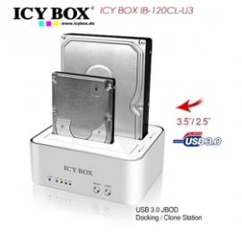Icy Box Ib-120cl-u3 2-bay Docking And Clone Station For 2.5 Inch & 3.5 Inch Sata Hdds Usbicy120clu3