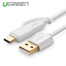 Ugreen Usb 2.0 To Type C + Micro Usb Cable 1m White Acbugn30171