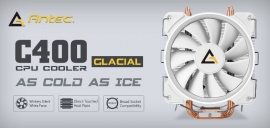 Antec C400 Glacial White Air Cpu Cooler 77 Cfm 8Mm Copper Base. 115X 2011 2066 Am3 Am3+ Fm1 Fm2