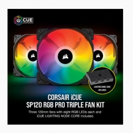 Corsair Sp 120Mm Fan Rgb Pro Triple Pack With Lighting Node Core Icue Software Co-9050094-Ww