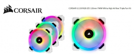 Corsair Light Loop Series White Ll120 Rgb 120Mm Pwm Fan 3 Fan Pack With Lighting Node Pro. Two