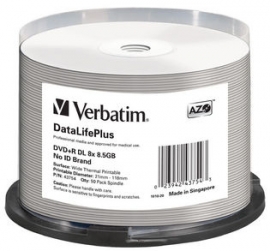 Verbatim Dvd+rdl 8.5gb 50pk Wide Thermal Print 8x 43754