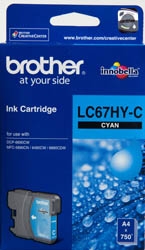 Brother Lc-67c Cyan Ink Cart Hi Yield Lc-67hyc