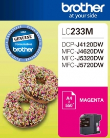 Brother Lc233Ms Megenta Ink Cartridge - Dcp-J4120Dw/ Mfc-J4620Dw/ J5320Dw/ J5720Dw - Up To 550 Pages Lc-233M