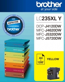 Brother LC-235XL Yellow Ink 1200 Page, J4120/ 4620/ 5720DW LC-235XLY
