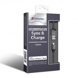 Verbatim Metallic Charge & Sync Lightning Cable - Black 120cm 64530