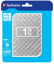 Verbatim 2.5' Usb 3.0 Store'n'go Hdd Grid Design 1tb - Silver 53197
