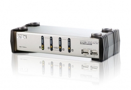 Aten 4 Port Usb Vga Kvmp Switch With Audio And Usb 1.1 Hub - Cables Included Cs1734Ac-At