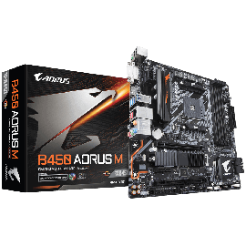 Gigabyte B450 Aorus M Ryzen Am4 Matx Motherboard 4xddr4 3xpcie 1xm.2 Dvi Hdmi Raid Gbe Lan 6xsata