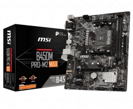 Msi B450M Pro-M2 Max Amd M-Atx Motherboard Am4 Ryzen 2Xddr4 3Xpcie 1Xm.2 6Xusb3.2 6Xusb2.0 1Xdvi-D 1Xvga 1Xhdmi B450M Pro-M2 Max