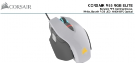 Corsair M65 Rgb Elite Tunable Fps Gaming Mouse White With Black 18000 Dpi Optical Icue Software.