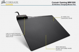 Corsair Mm1000 Qi Wireless Charging Mouse Pad Usb 3.0 Pass-through Led Charging Indicator Micro-textured