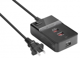 Astrotek Usb Charging Station Charger Hub 3 Port 5v 3a With 1.5m Power Cable Black For Iphone