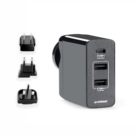 Mbeat Gorilla Power 45w Usb-c Power Delivery (pd 2.0) And Dual Usb-a World Travel Charger Mb-chgr-pd45