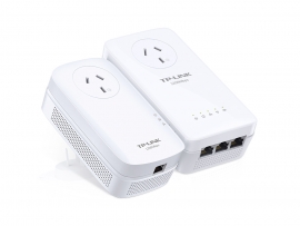 Tp-link Tl-wpa8630p-kit Av1200 1200mbps Wi-fi Passthrough Range Ex Tender Powerline 3x 1gbps Lan