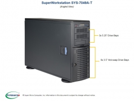 Supermicro Superworkstation 7049A-T 4U Tower Dual Socket Lga3647 16X Dimm Intel C621 2 X Gb Lan Impi 8X 3.5" Hdd Hs 1200W Psu Sys-7049A-T