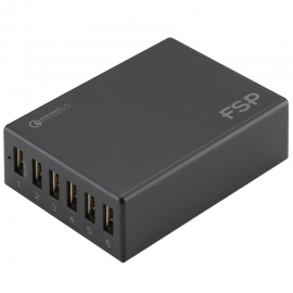 Fsp Amport 62 6 Ports Usb 62w Qc 3.0 Black Quick Charger Amport 62b
