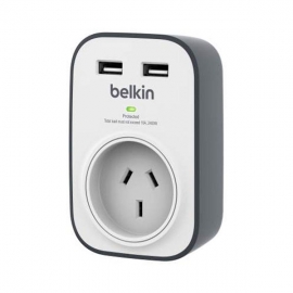 Belkin 1 Outlet Surge Protector With 2 Usb Ports (2.4a) Bsv103au