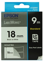 Epson Tape Standard 18mm Black/ White 9 Meter For Lw-300 & Lw-400 C53s626100