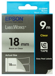 Epson Tape Clear 18mmblack 9 Metres 9 Meter. For Lw-400 C53s626101