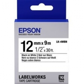 Epson Tape Standard 12Mm Black On White 9 Metres C53S654101