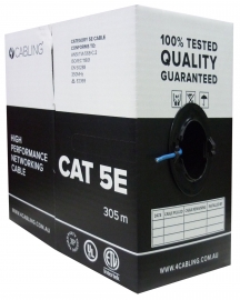 4cabling Cat 5e Lan Ethernet Cable With Solid Conductors 305m Pull Box: Blue Sld.c5eutp.blue