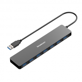 Simplecom Ch372 Ultra Slim Aluminium 7 Port Usb 3.0 Hub Black Ch372-Bk