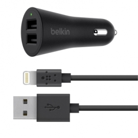 Belkin 24W Car Charger Usb (2.0 ) Usb- A To Lightning Cable 2Yr Wty F8J221Bt04-Blk