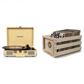 Crosley Cruiser Deluxe Portable Turntable - Fawn + Free Record Storage Crate Cr8005D-Fw4