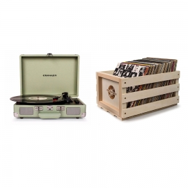 Crosley Cruiser Deluxe Portable Turntable - Mint + Free Record Storage Crate Cr8005D-Mt