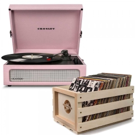 Crosley Voyager Portable Turntable - Amethyst + Free Record Storage Crate Cr8017A-Am4