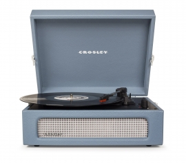 Crosley Voyager Portable Turntable - Washed Blue + Free Record Storage Crate Cr8017A-Wb4