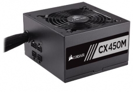 Corsair Power Supply: 450w 80 Plus Bronze Semi Modular Thermally Controlled Fan 3x Molex 4x Sata