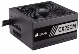 Corsair Power Supply: 750w 80 Plus Bronze, Semi Modular, Thermally Controlled Fan, 6x Molex, 8x