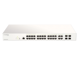 D-Link (Dbs-2000-28P) 28-Port Gigabit Nucluas Cloud Managed Poe Switch With 28 Rj45 (24 Poe) And 4 Combo Sfp Ports. Poe Budget 193 Watts. Dbs-2000-28P
