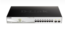 D-Link 10-Port Gigabit WebSmart PoE Switch with 8 PoE RJ45 and 2 SFP Ports. PoE budget 130W. Dgs-1210-10Mp