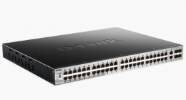 D-Link 54 Port Stackable Gigabit Poe+ Switch With 48 1000Base-T Poe/ Poe+ Ports And 4 10 Gigabit