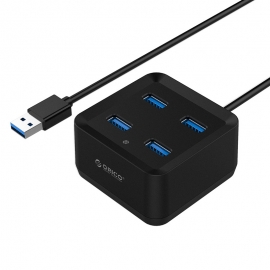 Orico Usb Hub: 4 Port Usb3.0 1m Abs Cable R/w Led Dh4u-u3-v1-10-bk-pro