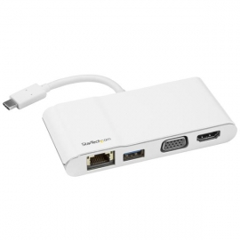 Startech Usb-c Multiport Adapter For Laptops - 4k Hdmi Or Vga - Gbe - Usb 3.0 - White And Silver
