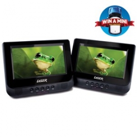 Laser DVD Player Dual In Car 7" with Bonus Pack (headrest mounts and earphones) DVD-PORT7-DUALC