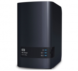 Western Digital WD My Cloud EX2 Ultra Diskless 2 Bay 8TB NAS 1.3GHz Dual-Core 1GB DDR3 RAID 2xUSB3.0 GbE LAN Sync Auto Backup 256 AES Encrypt Windows Wdbvbz0080Jch-Sesn