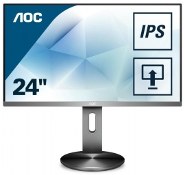 Aoc 23.8in Ah-ips Full Hd Dp Hdmi Vga 5ms Flicker Free Speakers Vesa 100x100mm Has & Usb3.0 Hub/charger I2490pxqu/75