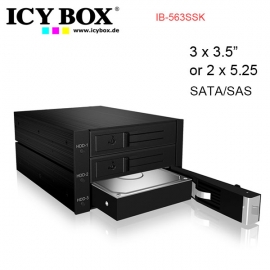 Icy Box Ib-563ssk Backplane For 3x 3.5" Sata Or Sas Hdd In 2x 5.25" Bay Ib-563ssk