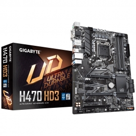 Gigabyte H470 HD3 ATX Motherboard 4xDDR4 10th Gen LGA1200 2xM.2 6xSATA GbE LAN CrossFire 3xPCIE HDMI DVI-D USB-C RGB Ga-H470-Hd3