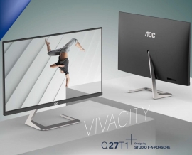 Aoc 27" Qhd 2560 X 1440 Ips Zero Edge(Edge-M) 75Hz 4Ms Dp Hdmi Adaptive Sync Design By Studio F.A. Porsche Q27T1