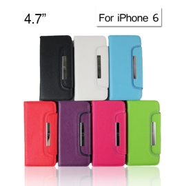 Side Open Pull Off Leather Hard Case With Photo Id & Hand String For 4.7 Inch Apple Iphone 6 Mobacc8162ip6leacs